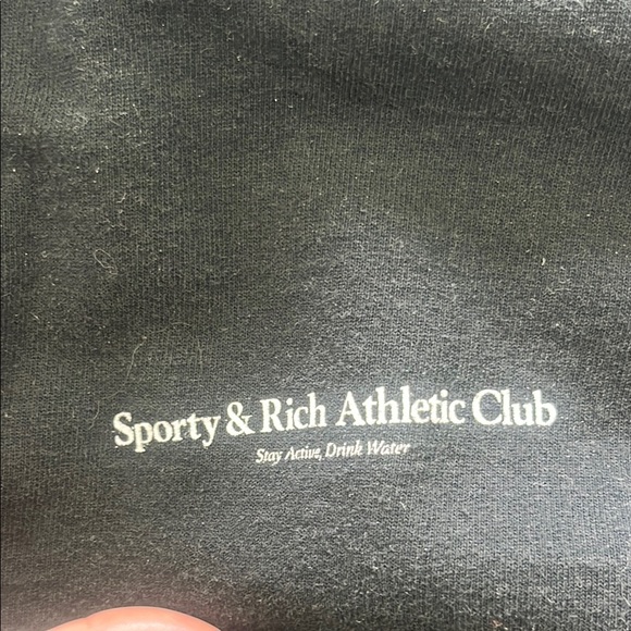 Sporty & Rich Black Zip Up Sweater with Ribbed Collar - Picture 3 of 6